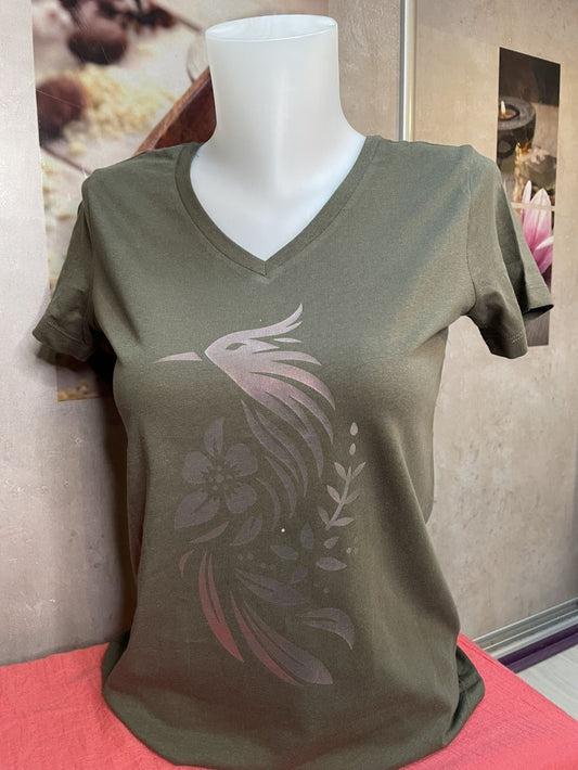 t-shirt femme flocage coton bio oiseau paradis personnalisation