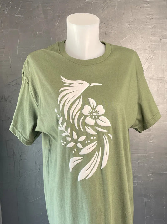 T-shirt Femme avec flocage Oiseau et fleur