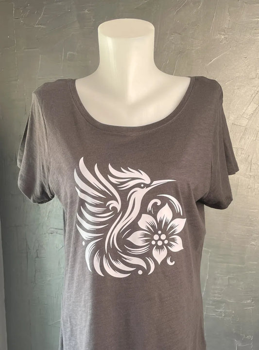 T-shirt Femme avec flocage Oiseau à la fleur